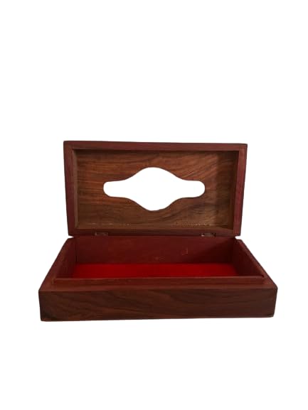 VIBHSA Wooden Tissue Box Holder Cover with Velvet Interior 8x5 inch Tissue Holder for Dinning Table Tissue Box Holder Tissue Paper Holder for Facial Napkins Tissue Box for Car(Carving Brass)