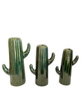 VIBHSA Set of 3 Ceramic Cactus Design Vase [Green]