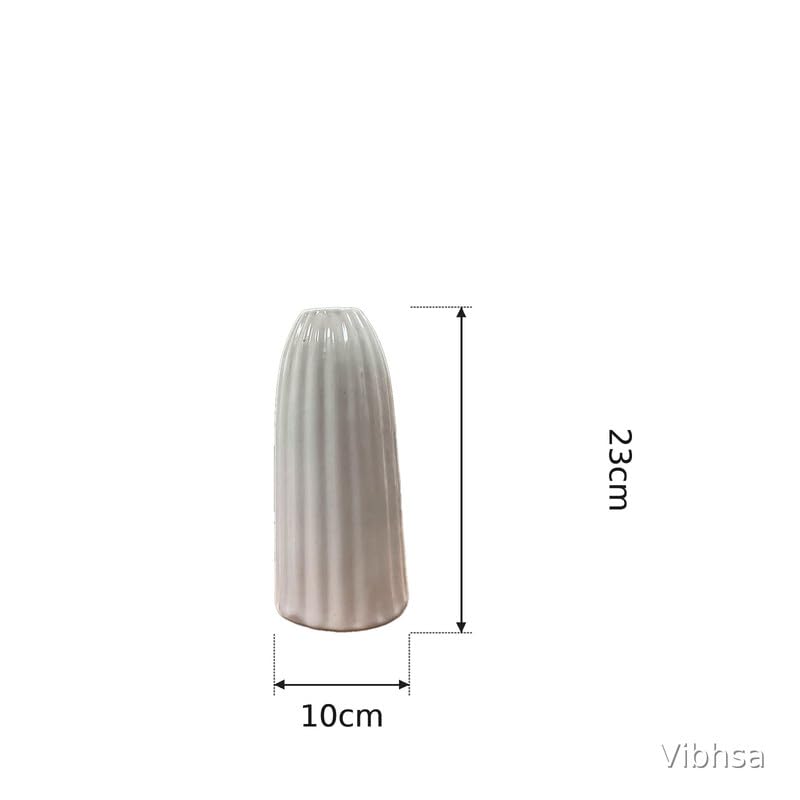 VIBHSA Modern Ribbed Ceramic Flower Vase