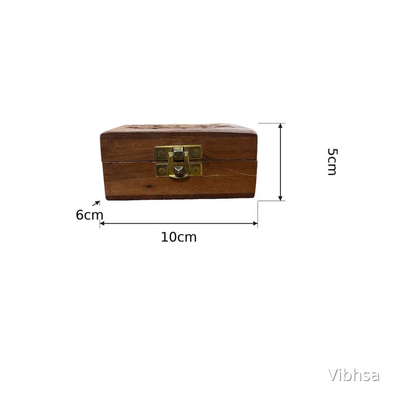 VIBHSA Handcrafted Wooden Storage Box with Carved Lid & Metal Lock