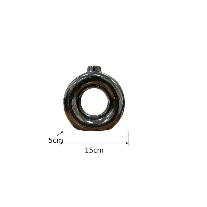 VIBHSA Set of 2 Modern Round Ring Shaped Decorative Vases