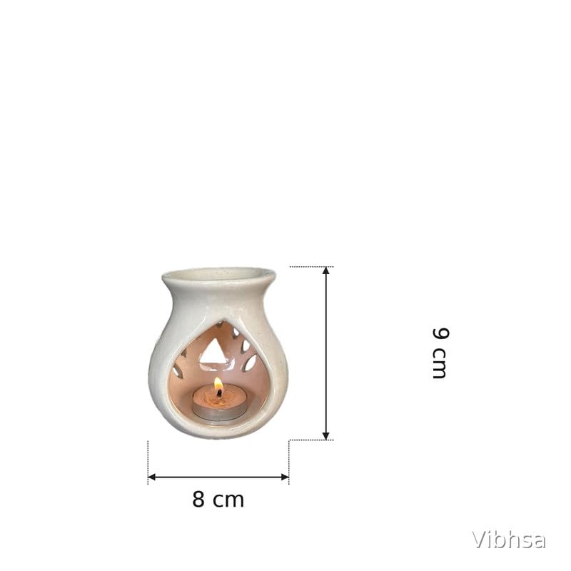 VIBHSA Ceramic Clay Candle Operated Aroma Burner & Essential Oil Diffuser with 1 Tea Light Candle
