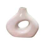 VIBHSA Modern Glossy White Ceramic Donut Ring Vase