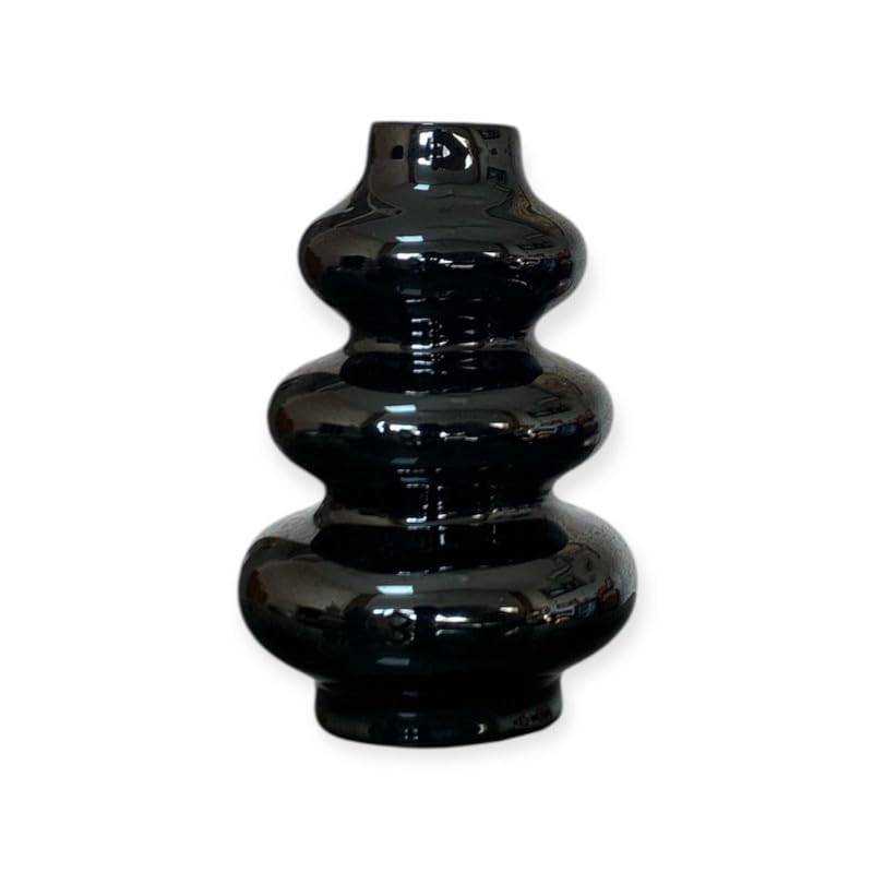 VIBHSA Handcrafted Ceramic Flower Vase – Black