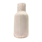 VIBHSA White Ceramic Flower Vase for Home Decor, Elegant Ribbed Decorative Vase for Living Room