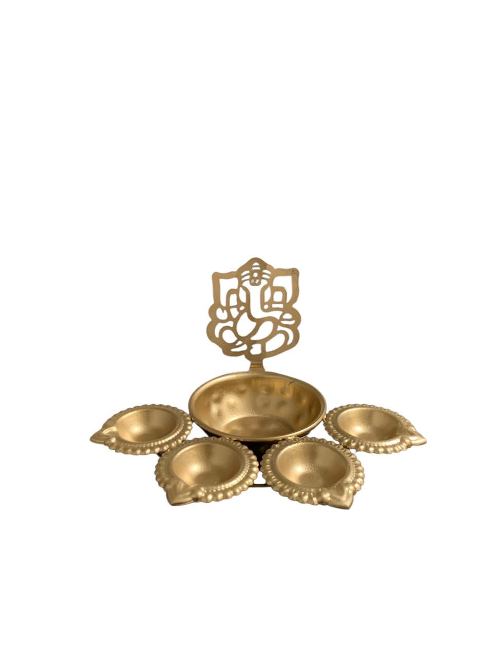 VIBHSA Ganesh Ji Design Urli Bowl with 4 Attached Oil Diyas