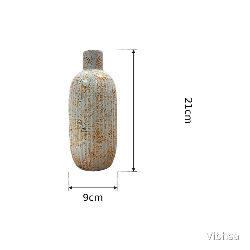 VIBHSA Modern Distressed Ribbed Ceramic Flower Vase