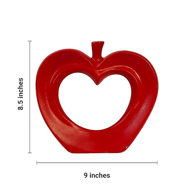 VIBHSA Ceramic Apple Figurine, Red-Colored, Showpiece for Drawing Room, Bedroom, Office Decor, Height: 21 cm