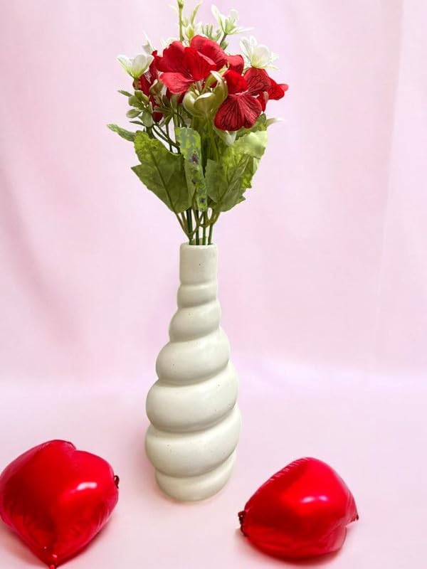 VIBHSA White Round Vases for Home Decor