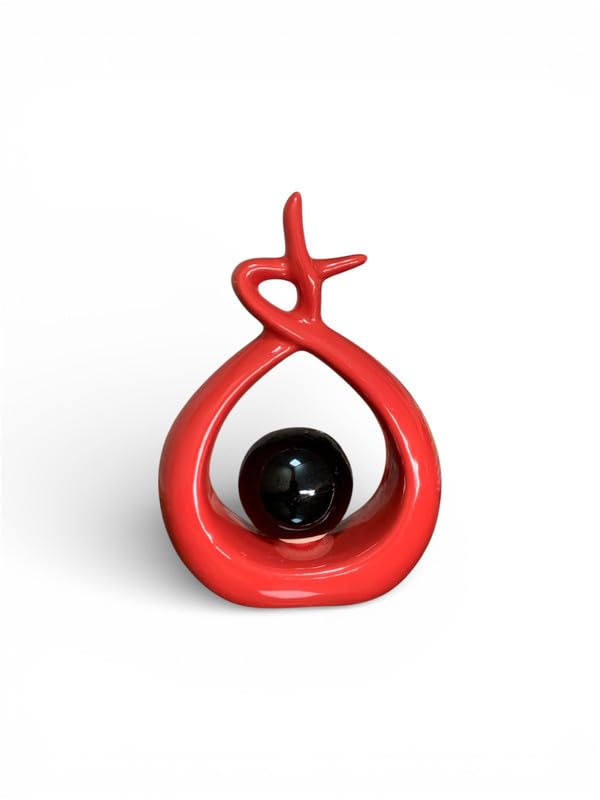 VIBHSA Modern Abstract Green Ceramic Showpiece with Decorative White Ball ? Elegant Artistic Tabletop Accent for Living Room