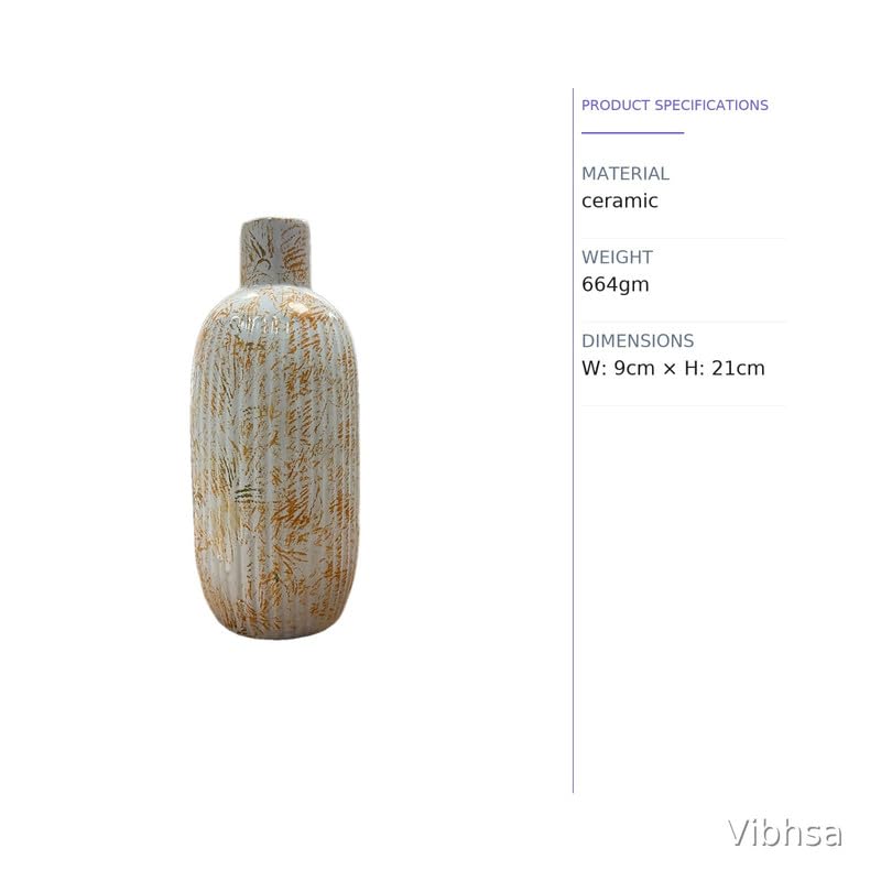 VIBHSA Modern Distressed Ribbed Ceramic Flower Vase