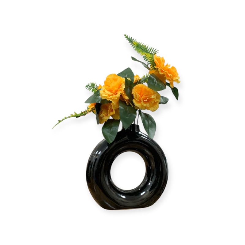 VIBHSA Elegant Ceramic Flower Vase for Home Décor – Black