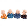 VIBHSA Set of 4 Miniature Buddha Monk Statues for Home Decor and Gifts (Small, Multicolour) Resin