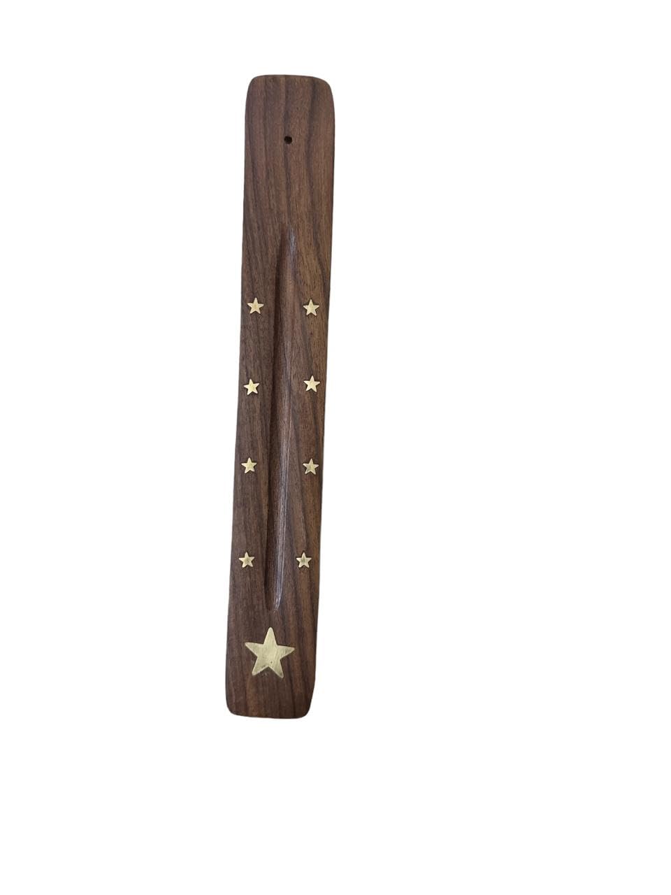 VIBHSA Traditional Wooden Incense Holder Burning Joss Insence Box - Crescent Moon, as described