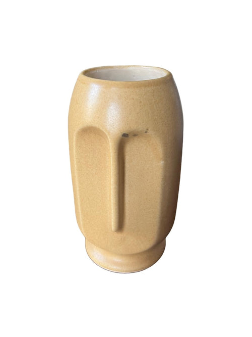 VIBHSA Beautiful Ceramic Abstract Face Vase – Beige