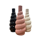 VIBHSA Modern Ceramic Stacked Bubble Vase Set of 3, Minimalist Sculptural Flower Vases in Black