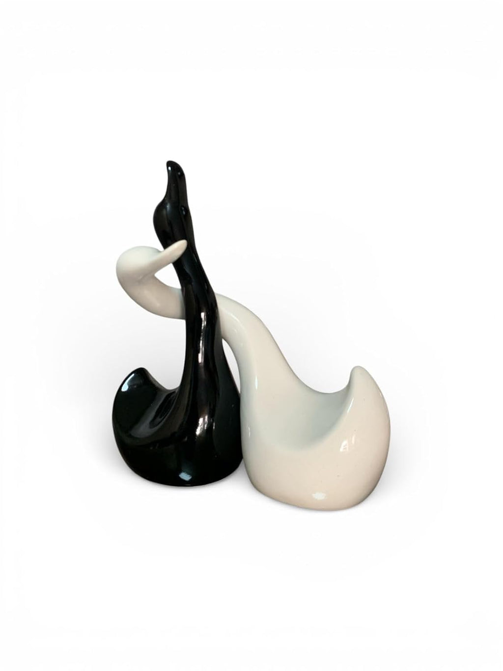 VIBHSA Ceramic Swan Couple Showpiece for Home Decor, Black & White Love Birds Figurine Set