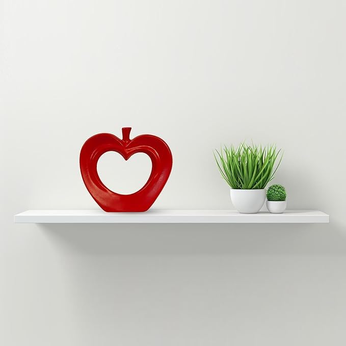VIBHSA Ceramic Apple Figurine, Red-Colored, Showpiece for Drawing Room, Bedroom, Office Decor, Height: 21 cm