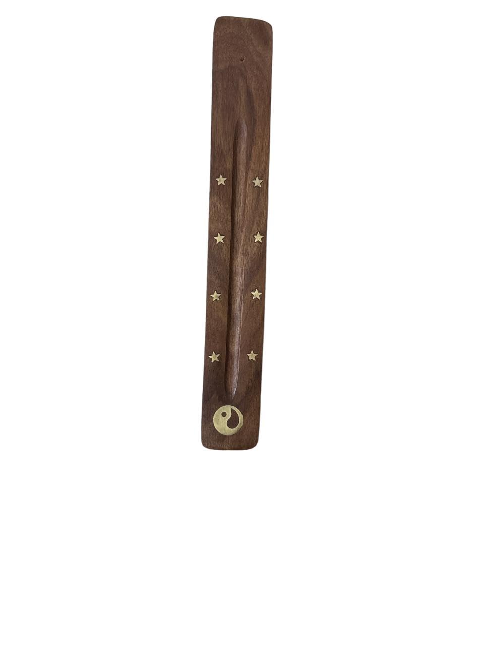 VIBHSA Traditional Wooden Incense Holder Burning Joss Insence Box - Crescent Moon, as described