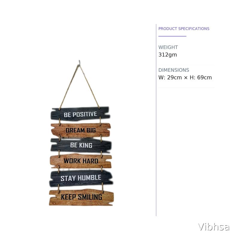 VIBHSA Inspirational Wooden Hanging Wall Décor Plaque