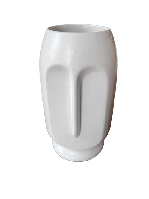 VIBHSA Beautiful Ceramic Abstract Face Vase – White