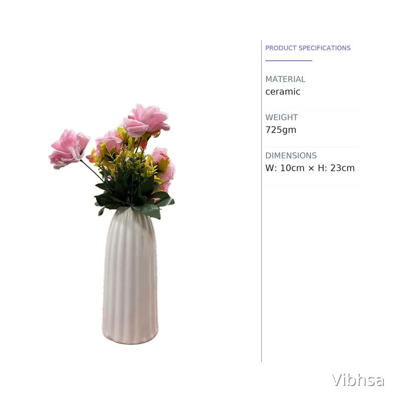 VIBHSA Modern Ribbed Ceramic Flower Vase