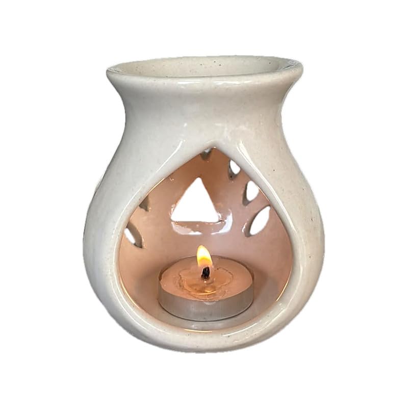 VIBHSA Ceramic Clay Candle Operated Aroma Burner & Essential Oil Diffuser with 1 Tea Light Candle