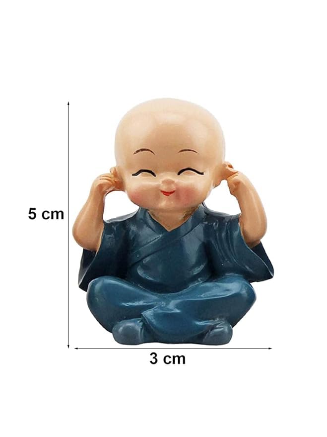 VIBHSA Set of 4 Miniature Buddha Monk Statues for Home Decor and Gifts (Small, Multicolour) Resin