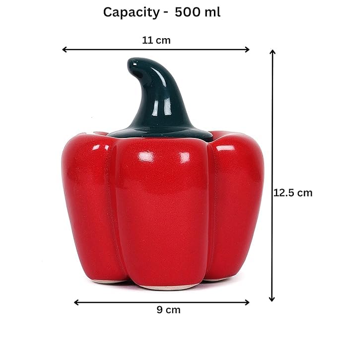 VIBHSA Ceramic Capsicum Decorative Pickle Jar