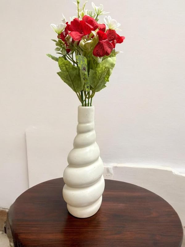 VIBHSA White Round Vases for Home Decor