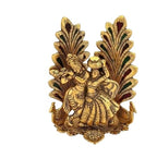 VIBHSA Radha Krishna Statue Showpiece with Diya, 8x6 Inches, Metal, Gold, 1 Piece