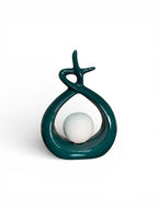 VIBHSA Modern Abstract Red Ceramic Showpiece with Decorative White Ball Elegant Artistic Tabletop Accent for Living Room