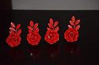 VIBHSA Napkin Holder Table Napkin Rings for Parties Wedding Everyday Dinner Decor Flower Napkin Rings Set of 4 (Red Rose)