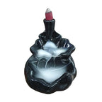 VIBHSA Ceramic Backflow Incense Burner, Black Smoke Fountain Design