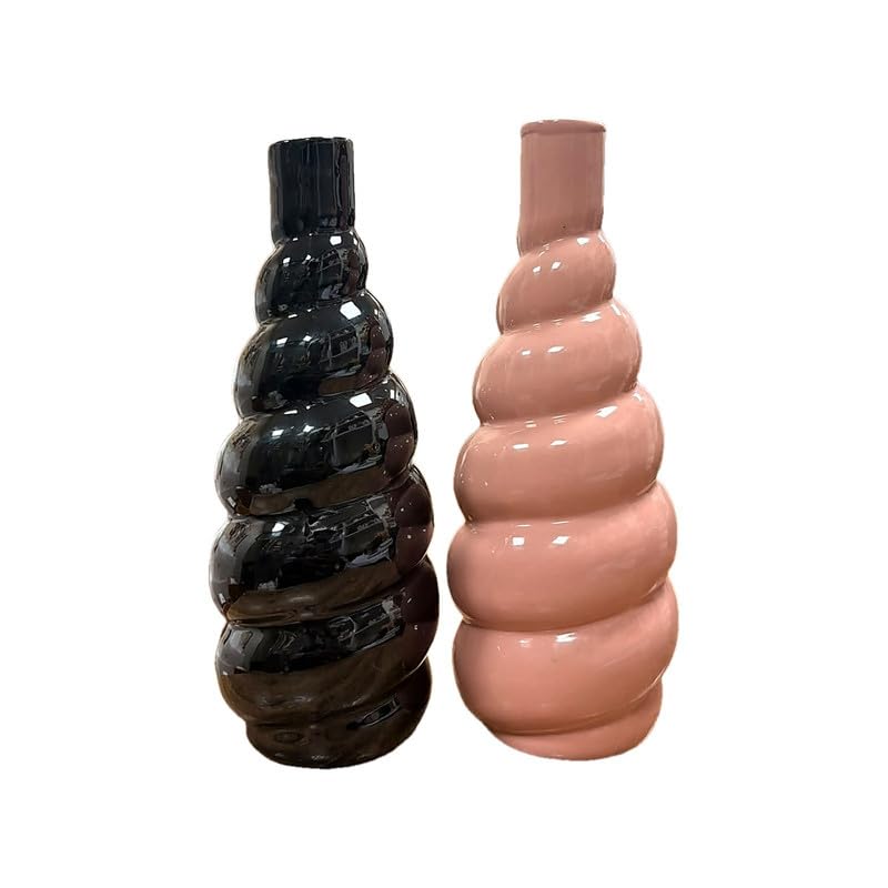 VIBHSA Modern Glossy Ceramic Stacked Bubble Vase Set of 2