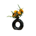 VIBHSA Elegant Ceramic Flower Vase for Home Décor – Black