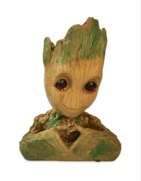 VIBHSA Infinity War Pot Groot Wooden Look Tree Flowerpot Cum Pen Container- Tree Man, 13 cm, 1 Piece