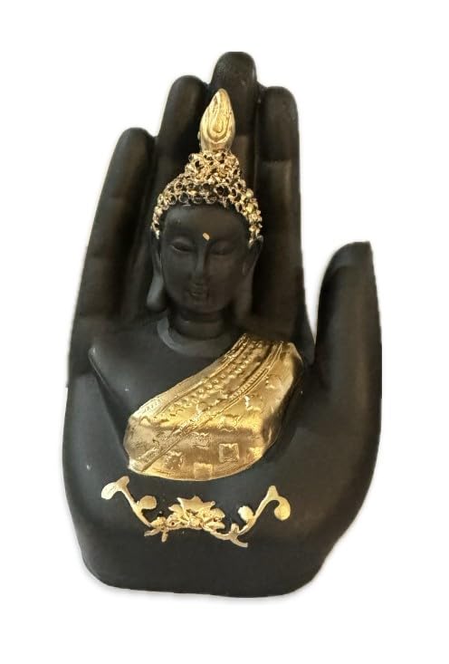 VIBHSA Golden Handcrafted Palm Buddha Idol for Home