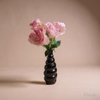 VIBHSA Modern Glossy Black Ceramic Stacked Bubble Vase