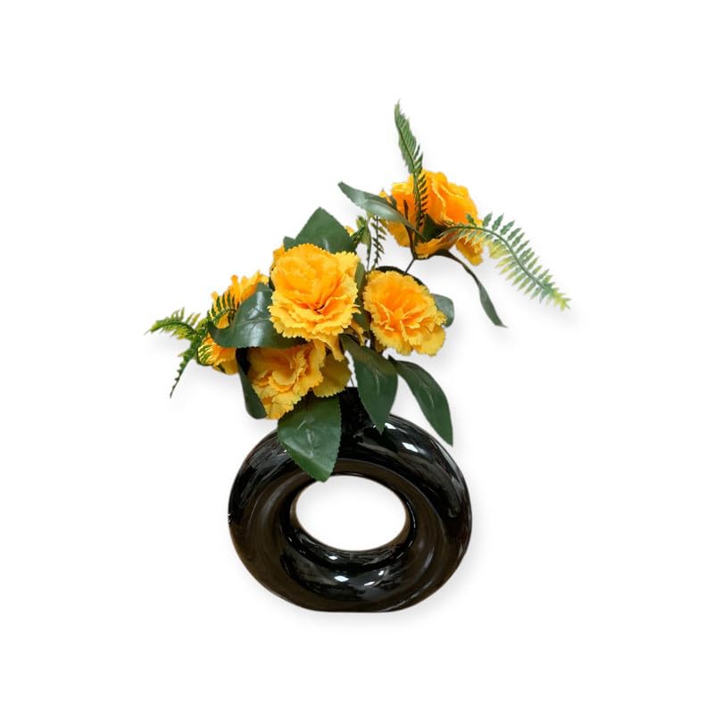 VIBHSA Elegant Ceramic Flower Vase for Home Décor – Black