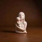 VIBHSA Mother and Child Ceramic Figurine, White Glossy Sculpture
