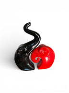 VIBHSA Modern Black & White Elephant Couple Showpiece ? Abstract Love Elephant Statue Set for Home Decor