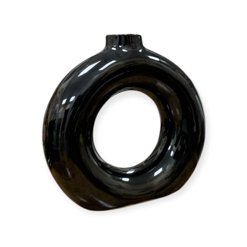 VIBHSA Elegant Ceramic Flower Vase for Home Décor – Black