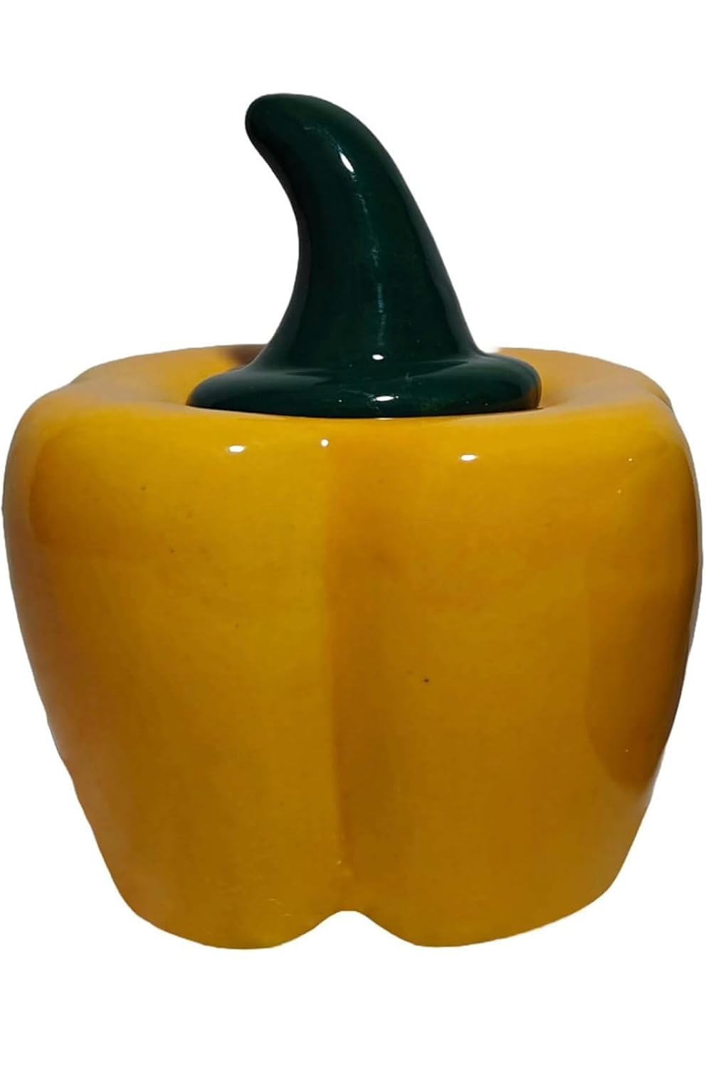 VIBHSA Ceramic Capsicum Decorative Pickle Jar Food Storage Jar Multipurpose aachar masala Jar For kitchen and Dining table (Yellow)