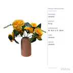 VIBHSA Pink Ceramic Flower Vase for Home Decor, Modern Ribbed Decorative Vase