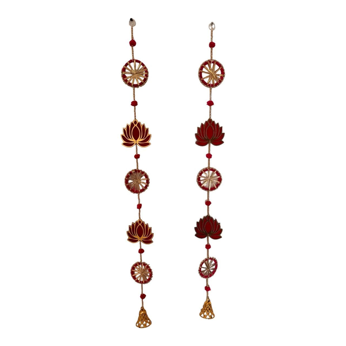 VIBHSA Wood Lotus Style Handmade Home Decor Wall Hanging Toran for Mandir Diwali Decoration