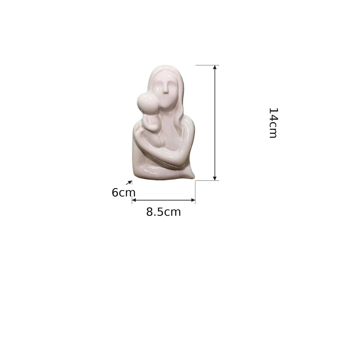 VIBHSA Mother and Child Ceramic Figurine, White Glossy Sculpture
