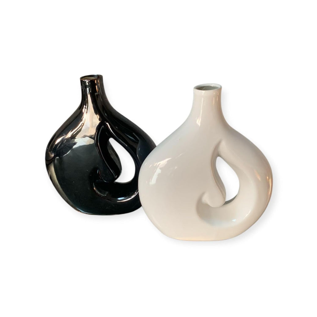 VIBHSA Cloud Hole Shape Ceramic Vase – Table Décor