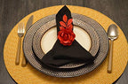 VIBHSA Napkin Holder Table Napkin Rings for Parties Wedding Everyday Dinner Decor Flower Napkin Rings Set of 4 (Red Rose)