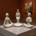 VIBHSA Ceramic Yoga Meditation Figurine Set of 3